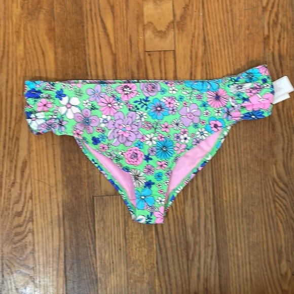 Salt + Cove Soft Side-Tab Bikini Bottoms in Peony Party Juniors 0 (12/14) NWT - Picture 1 of 6